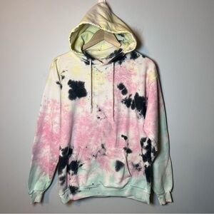 Artist Union Clothing Co. Tie Dye Hoodie Size M Pink Yellow Sweatshirt Pullover